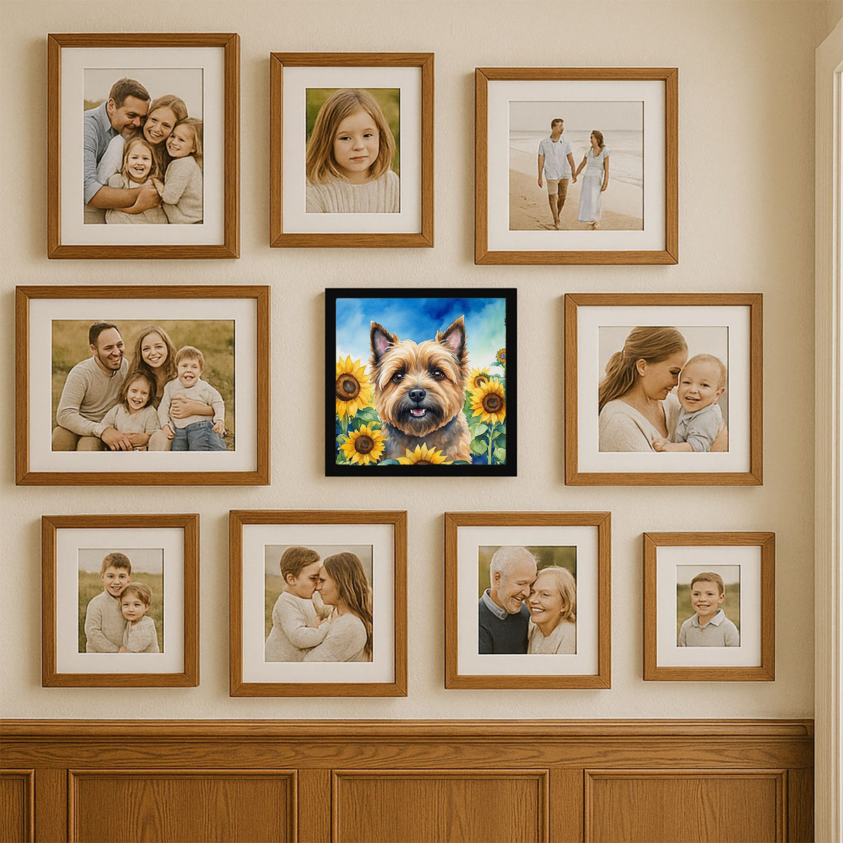 Cairn Terrier in Sunflowers Framed Wall Art
