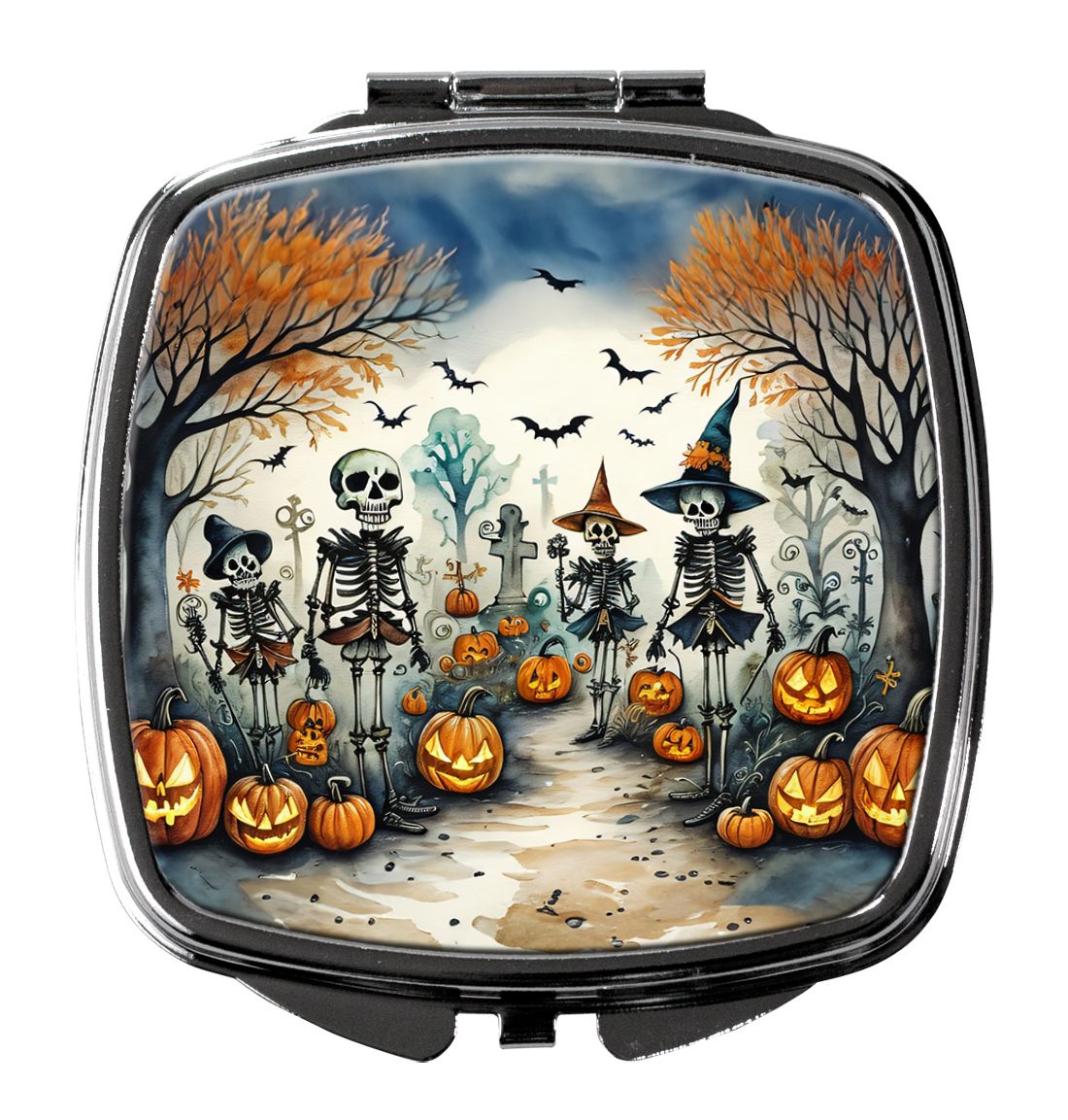 Calacas Skeletons Halloween Folding Compact Mirror