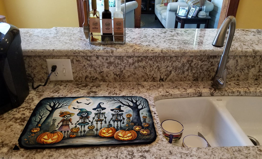 Calacas Skeleton Halloween Dish-Drying Mat