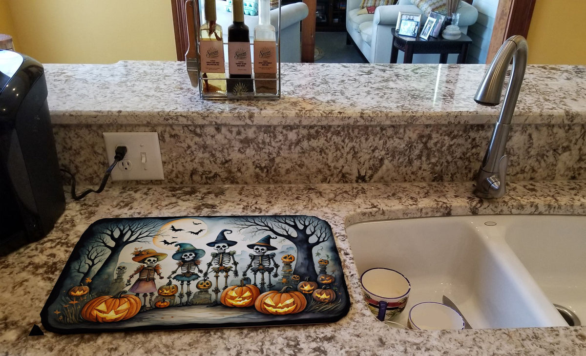 Calacas Skeleton Halloween Dish-Drying Mat
