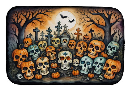 Calaveras Sugar Skulls Halloween Dish Drying Mat