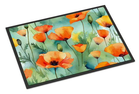 California Poppies Watercolor Doormat – Indoor/Outdoor Entryway Mat