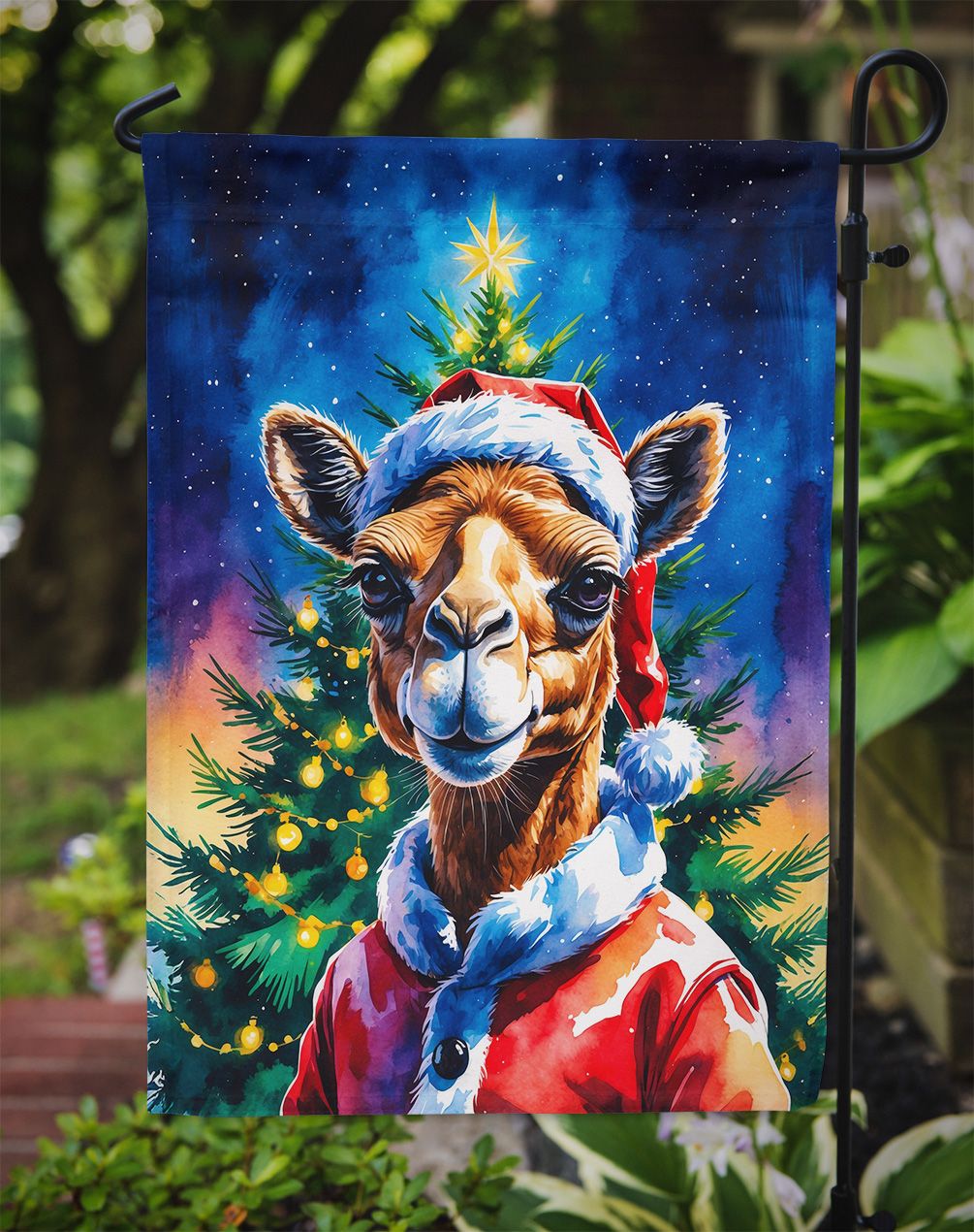 Camel Christmas Garden Flag – Double-Sided, Weatherproof Outdoor Decor