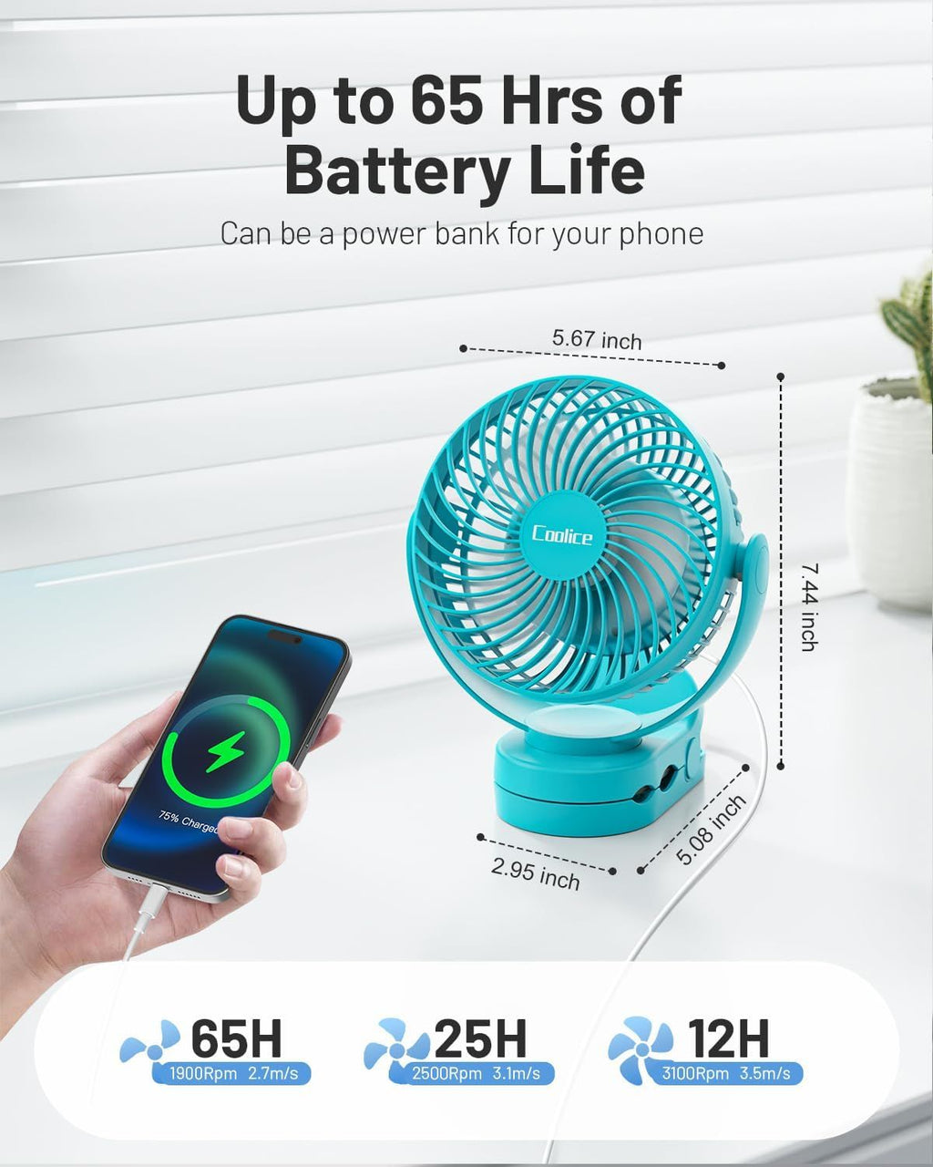 Portable Camping Fan with Remote Control – Rechargeable Battery Powered for Tent & RV