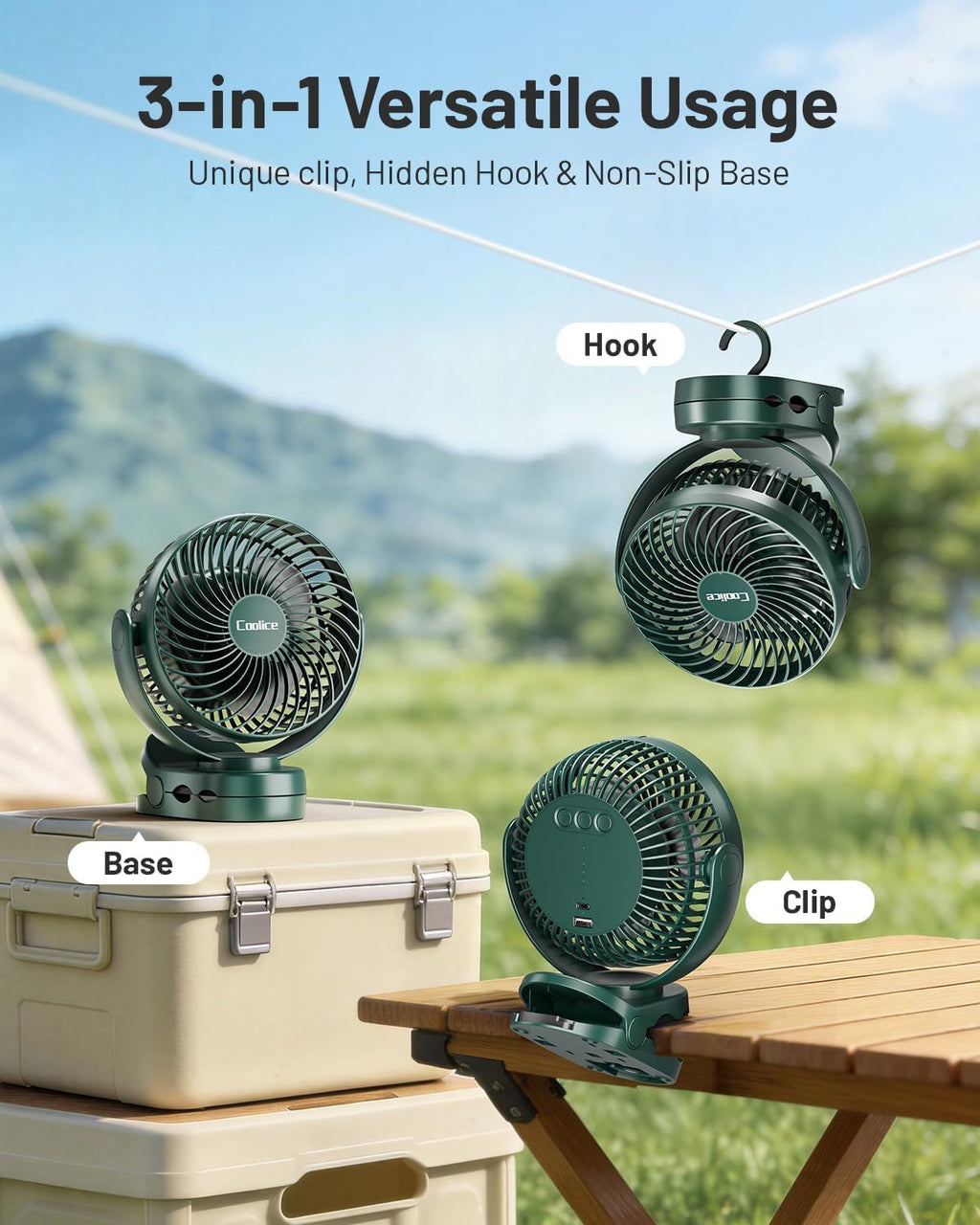 Portable Camping Fan with Remote Control – Rechargeable Battery Powered for Tent & RV