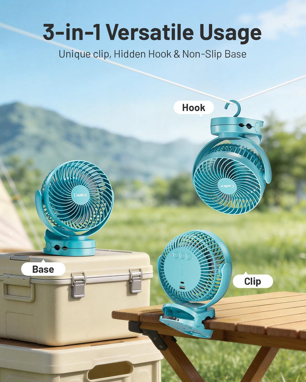 Portable Camping Fan with Remote Control – Rechargeable Battery Powered for Tent & RV