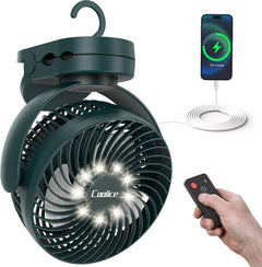Portable Camping Fan with Remote Control – Rechargeable Battery Powered for Tent & RV