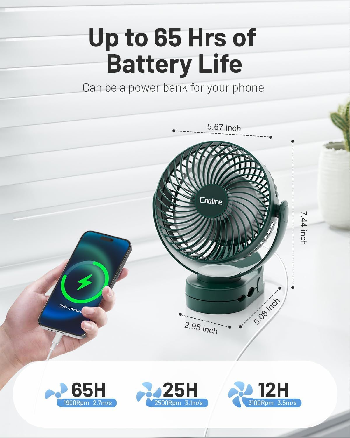 Portable Camping Fan with Remote Control – Rechargeable Battery Powered for Tent & RV