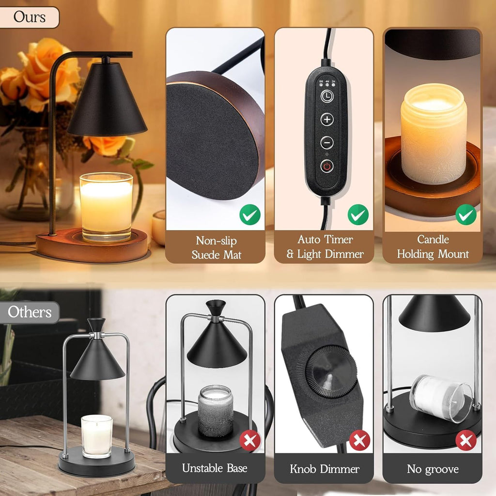 Black Dimmable Candle Warmer Lamp with Timer