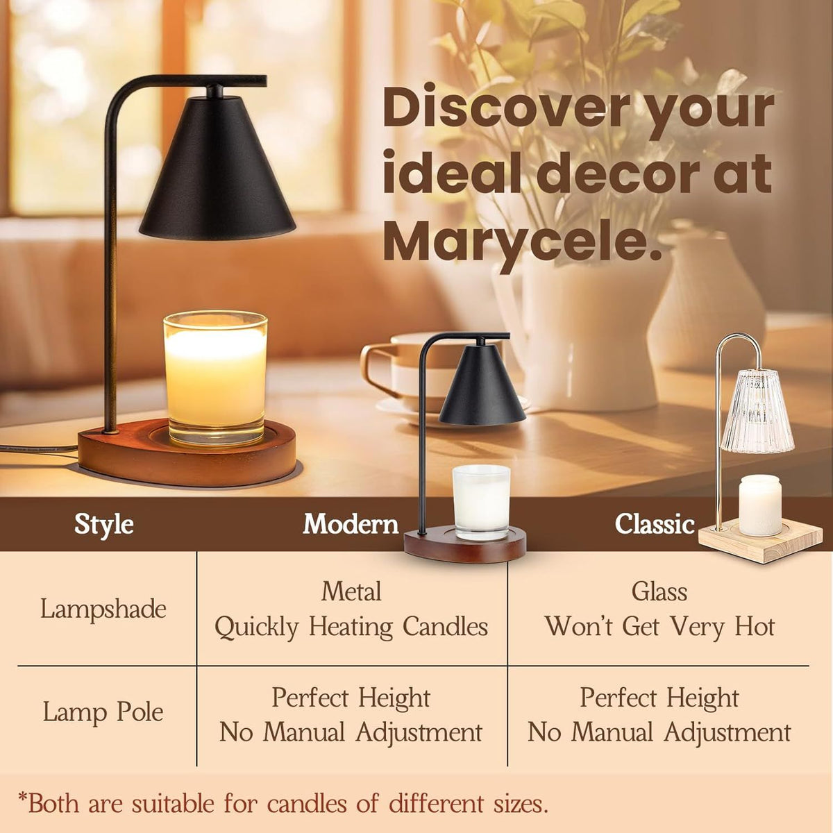 Black Dimmable Candle Warmer Lamp with Timer