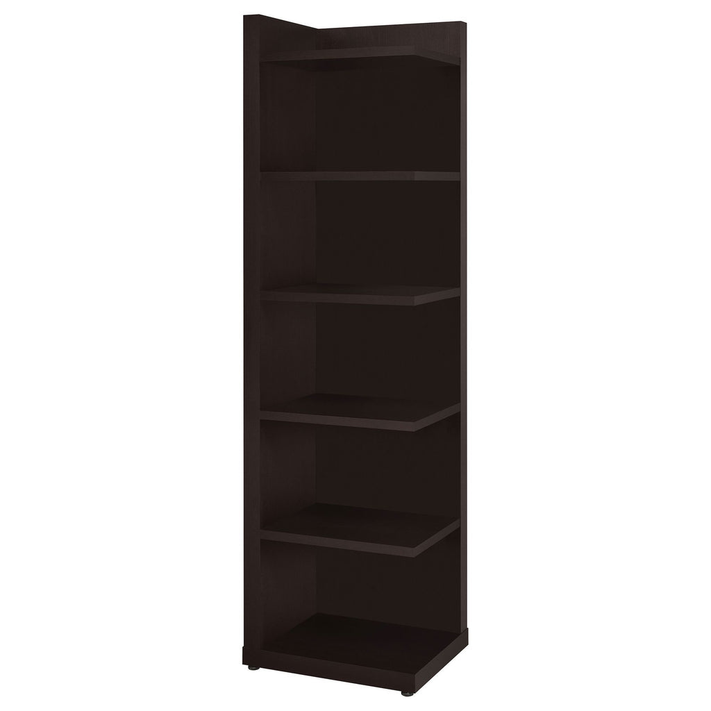 6-Tier Corner Bookcase for Compact Spaces – Cappuccino Finish