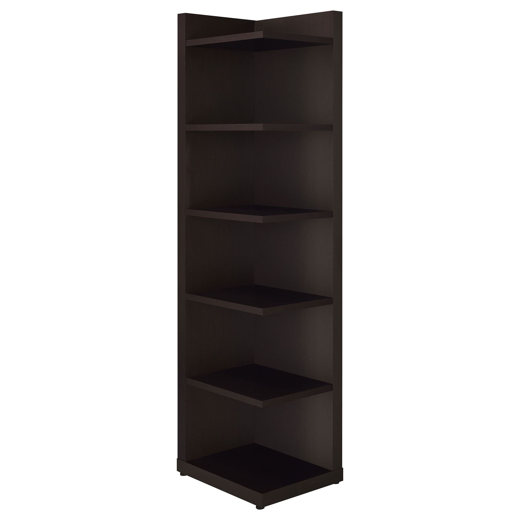 6-Tier Corner Bookcase for Compact Spaces – Cappuccino Finish