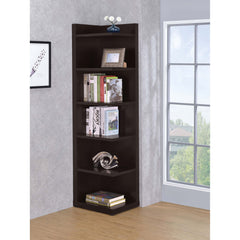 6-Tier Corner Bookcase for Compact Spaces – Cappuccino Finish