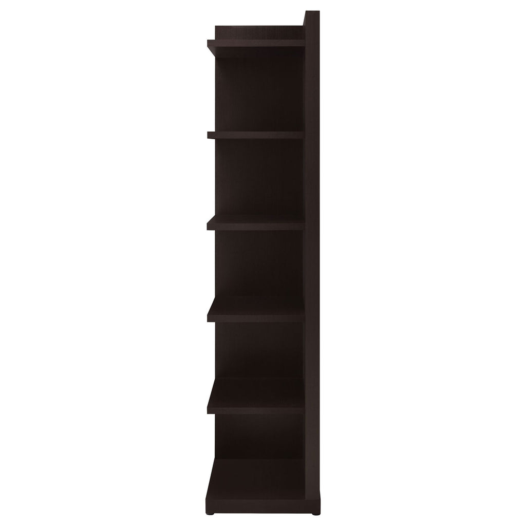 6-Tier Corner Bookcase for Compact Spaces – Cappuccino Finish