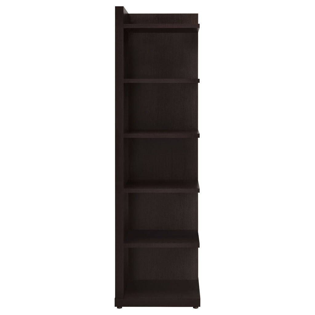 6-Tier Corner Bookcase for Compact Spaces – Cappuccino Finish