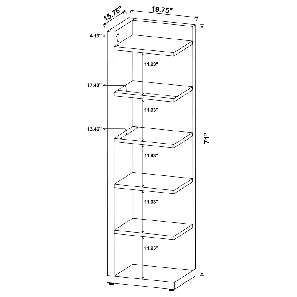 6-Tier Corner Bookcase for Compact Spaces – Cappuccino Finish