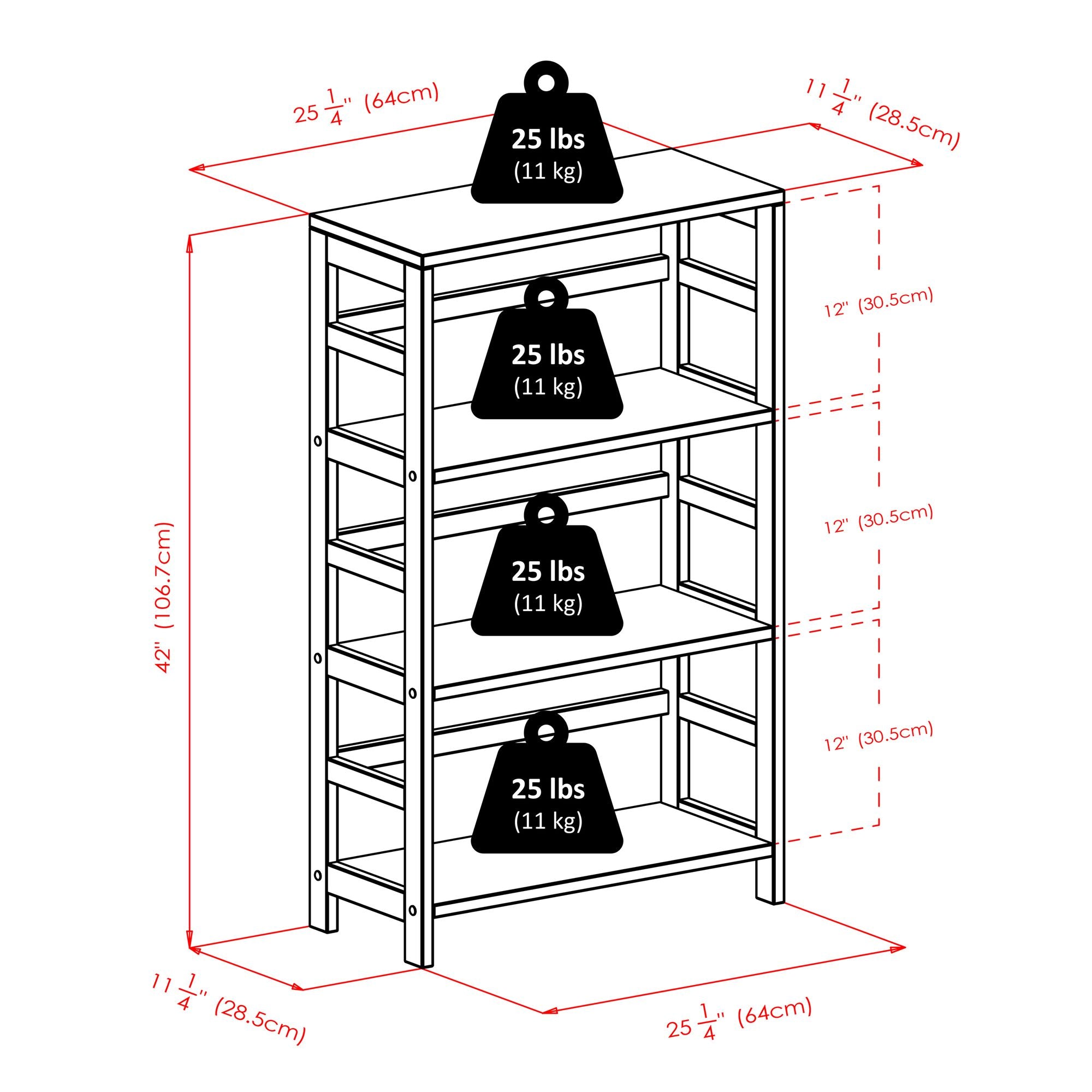 Capri Storage Shelf with Six Foldable Beige Baskets