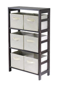 Capri Storage Shelf with Six Foldable Beige Baskets