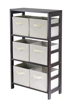 Capri Storage Shelf with Six Foldable Beige Baskets