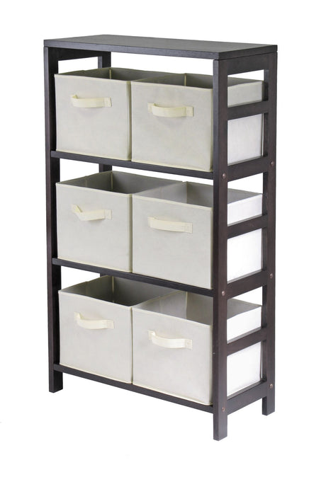 Capri Storage Shelf with Six Foldable Beige Baskets