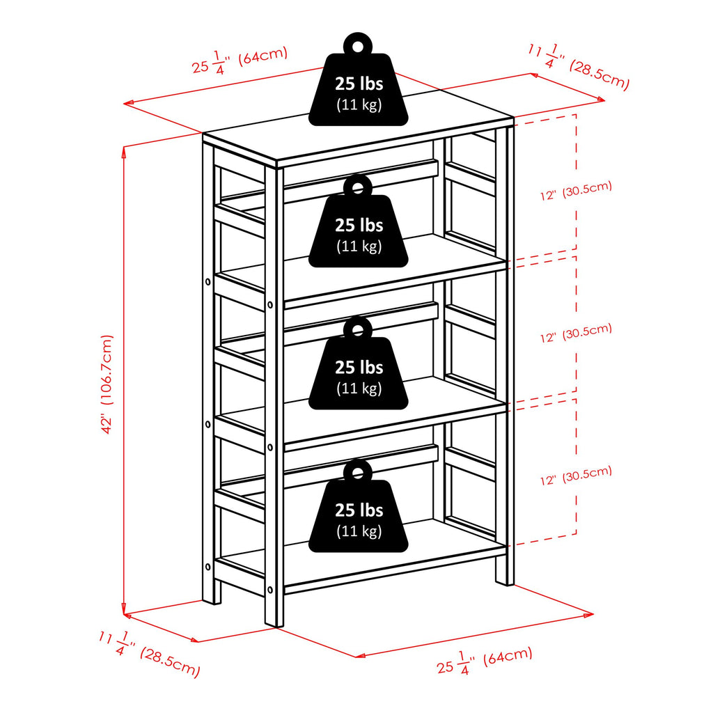 Capri 3-Section M Storage Shelf with 6 Foldable Black Fabric Baskets
