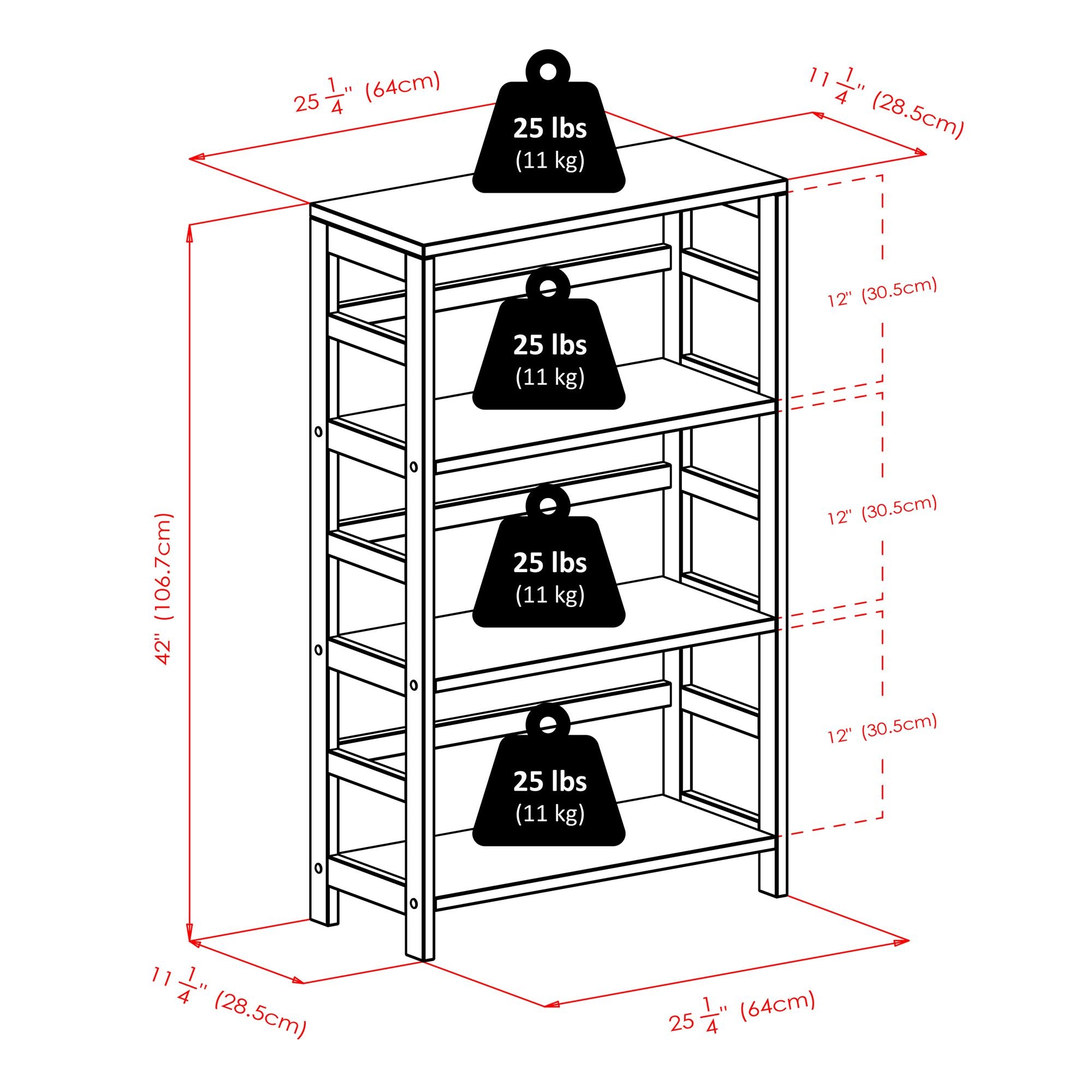 Capri 3-Section M Storage Shelf with 6 Foldable Black Fabric Baskets