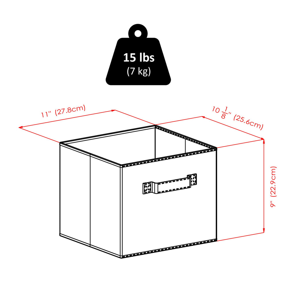 Capri 3-Section M Storage Shelf with 6 Foldable Black Fabric Baskets