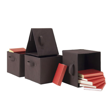 Capri Foldable Storage Baskets in Chocolate, Set of Four