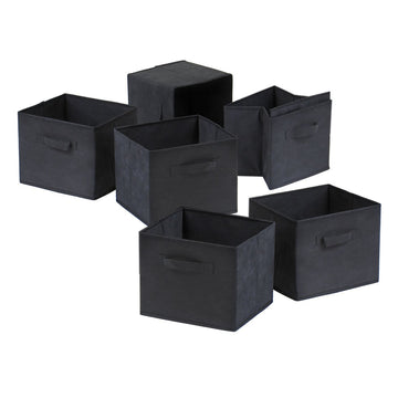Capri Foldable Black Storage Basket Set
