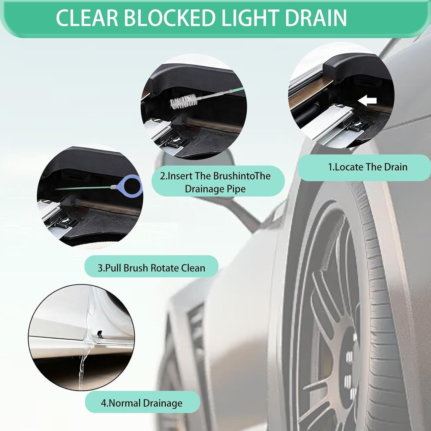 Flexible Vehicle Drain Tube Cleaning Brush