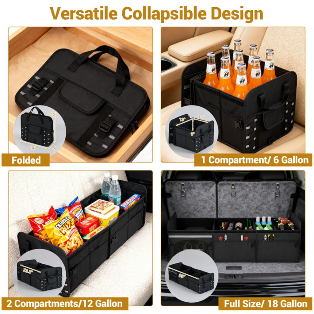 Flexible Trunk Organizer with Insulated Cooler Bag