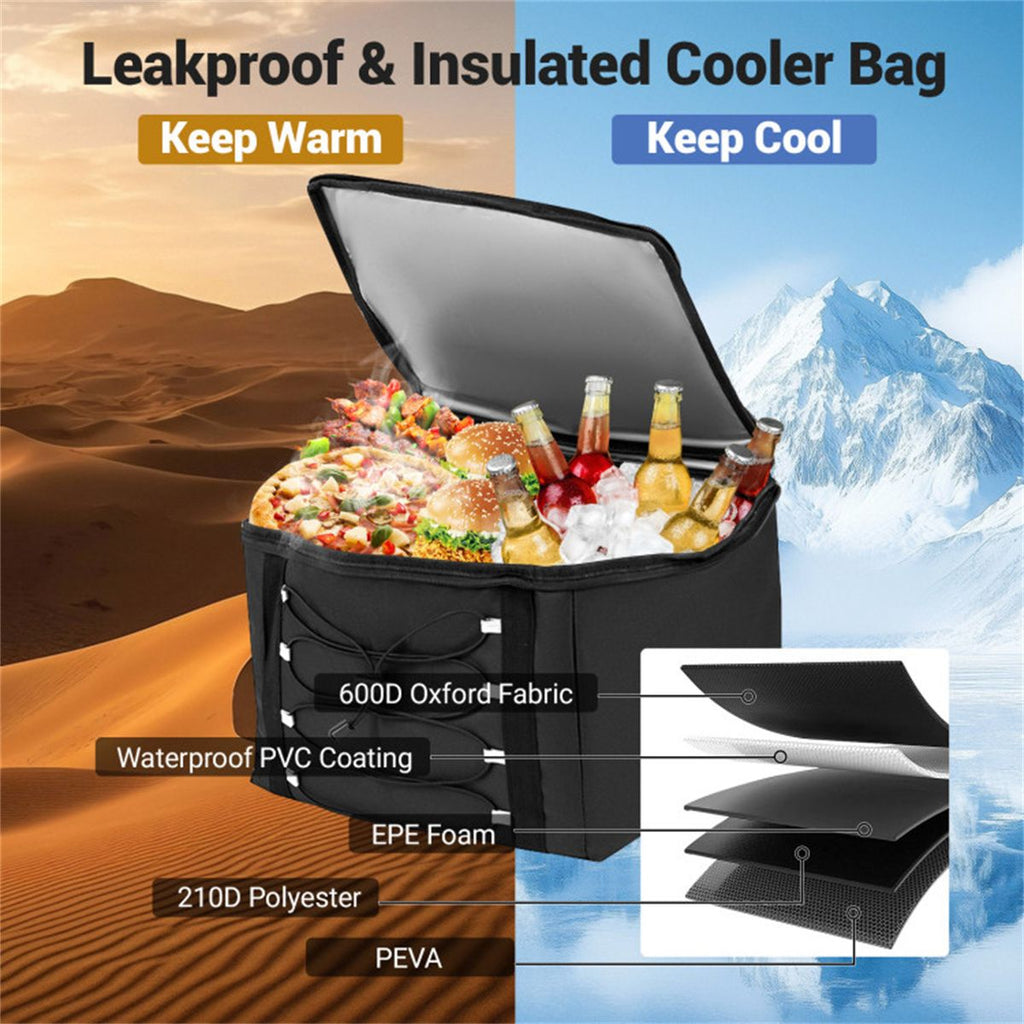 Flexible Trunk Organizer with Insulated Cooler Bag