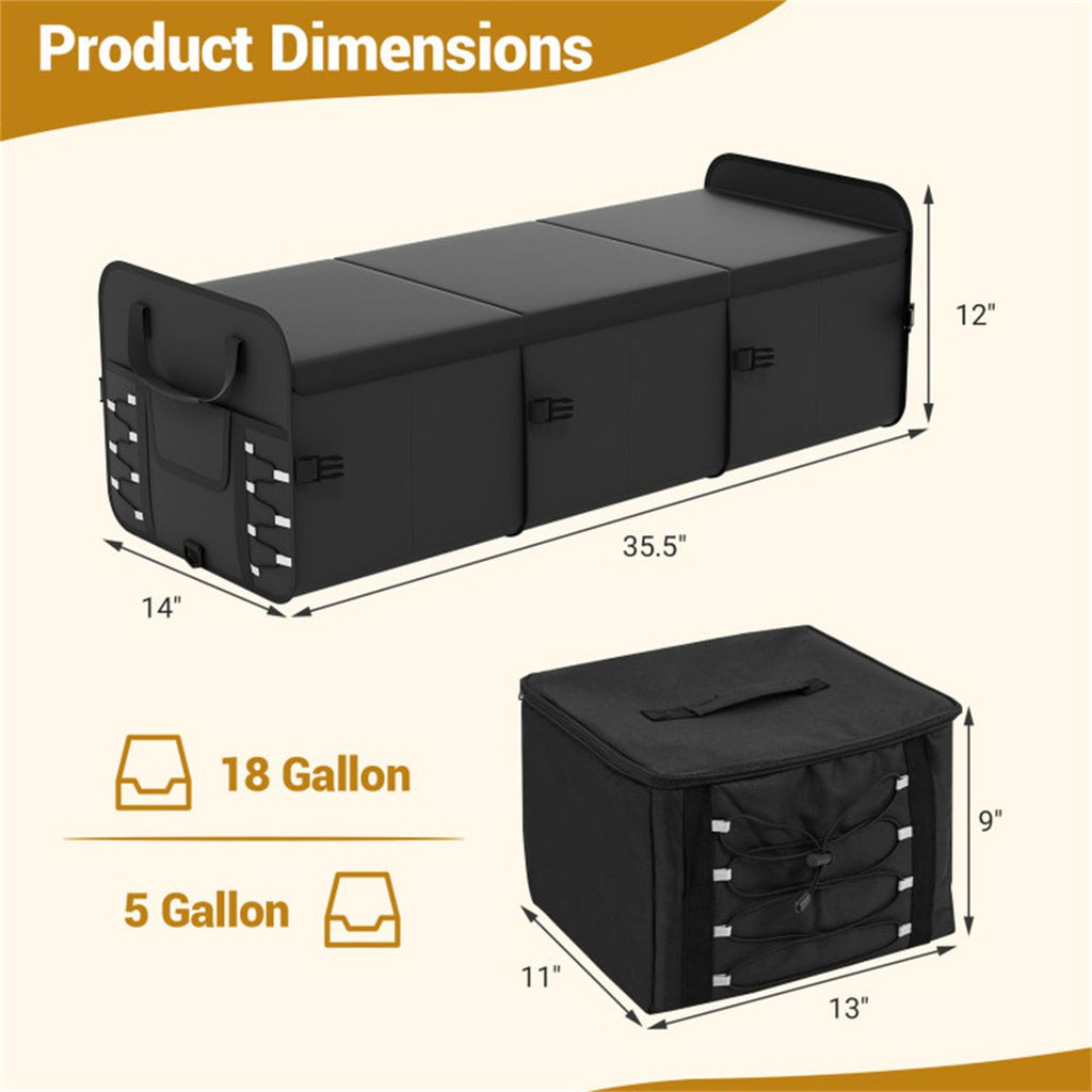 Flexible Trunk Organizer with Insulated Cooler Bag
