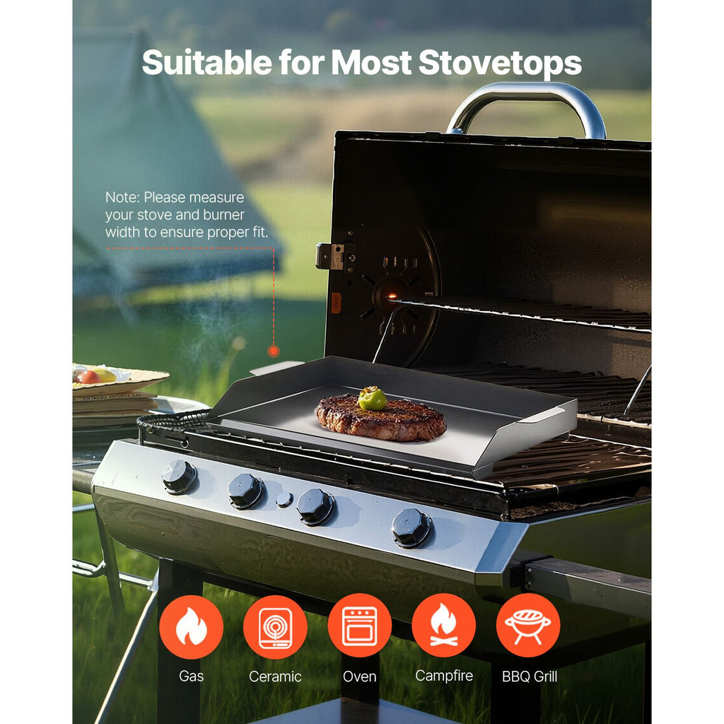 Carbon Steel Griddle – Large Flat Top for Gas Grill, Teppanyaki & Camping