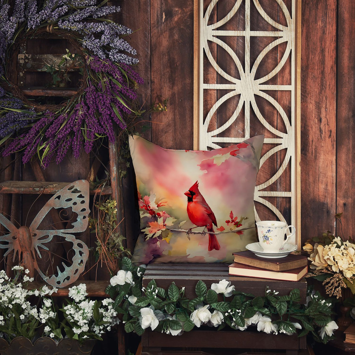 Cardinal Artwork Indoor and Outdoor Throw Pillow