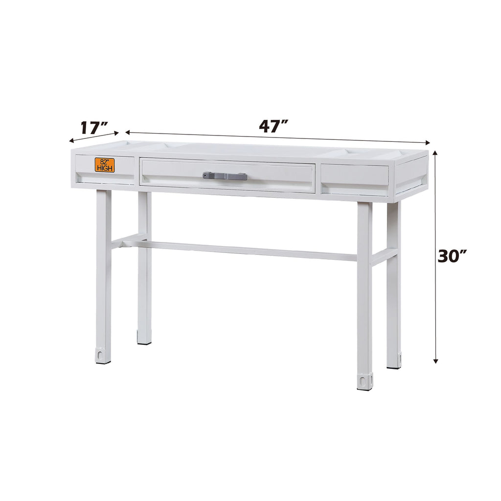Cargo White Vanity Desk with Functional Drawer