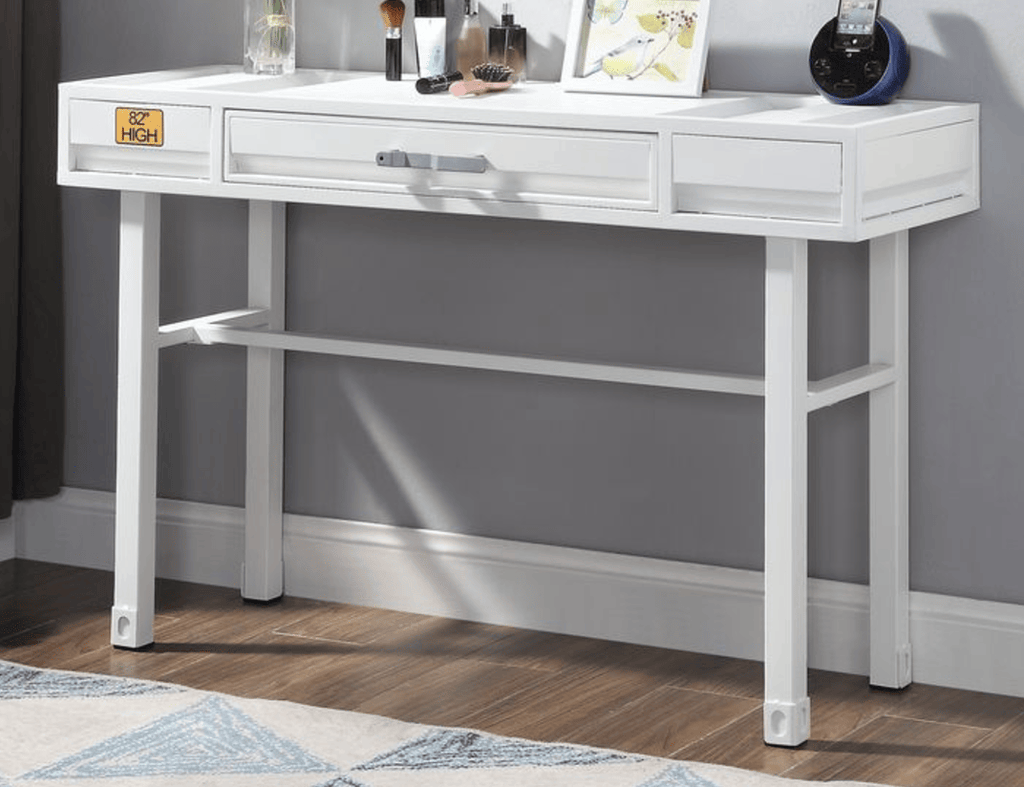 Cargo White Vanity Desk with Functional Drawer