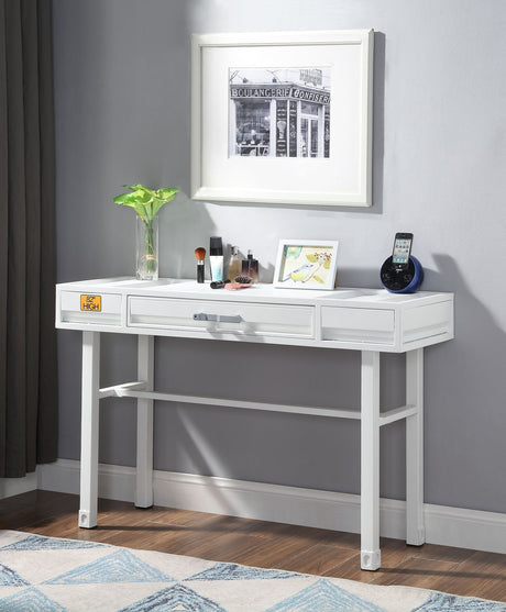 Cargo White Vanity Desk with Functional Drawer