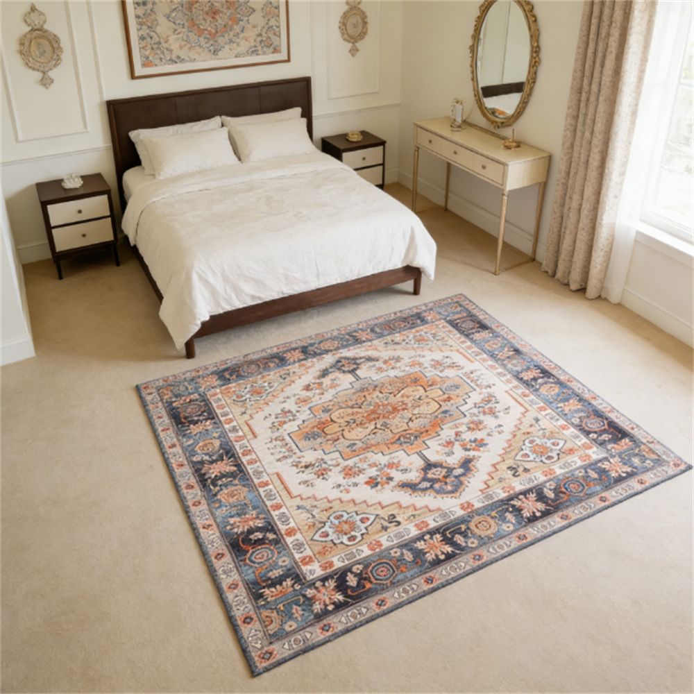 Tawny Brown Bohemian Floral Area Rug