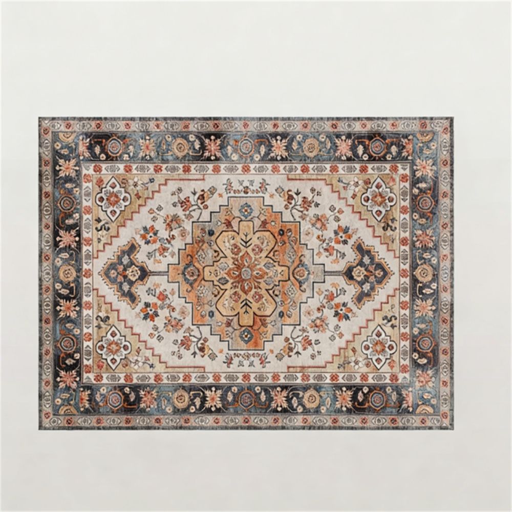Tawny Brown Bohemian Floral Area Rug