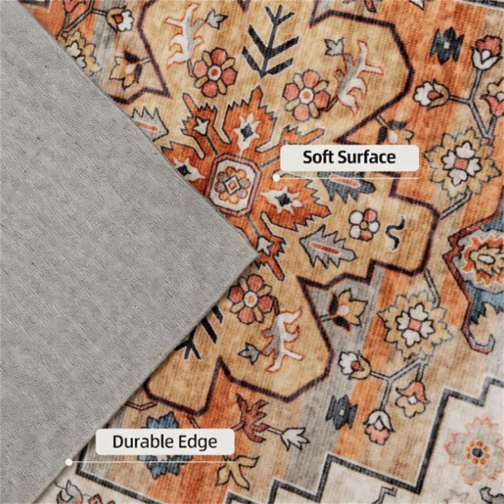 Tawny Brown Bohemian Floral Area Rug