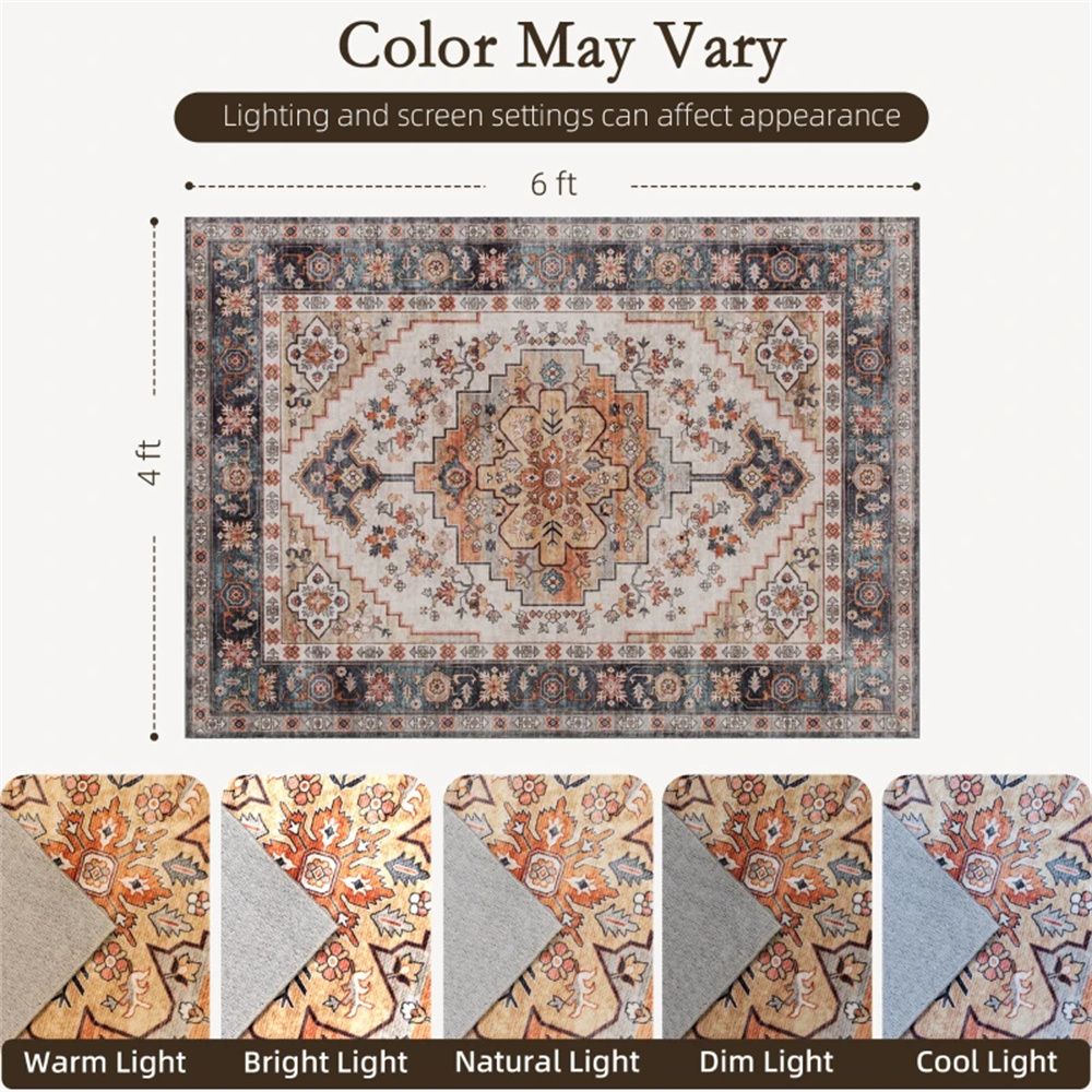 Tawny Brown Bohemian Floral Area Rug