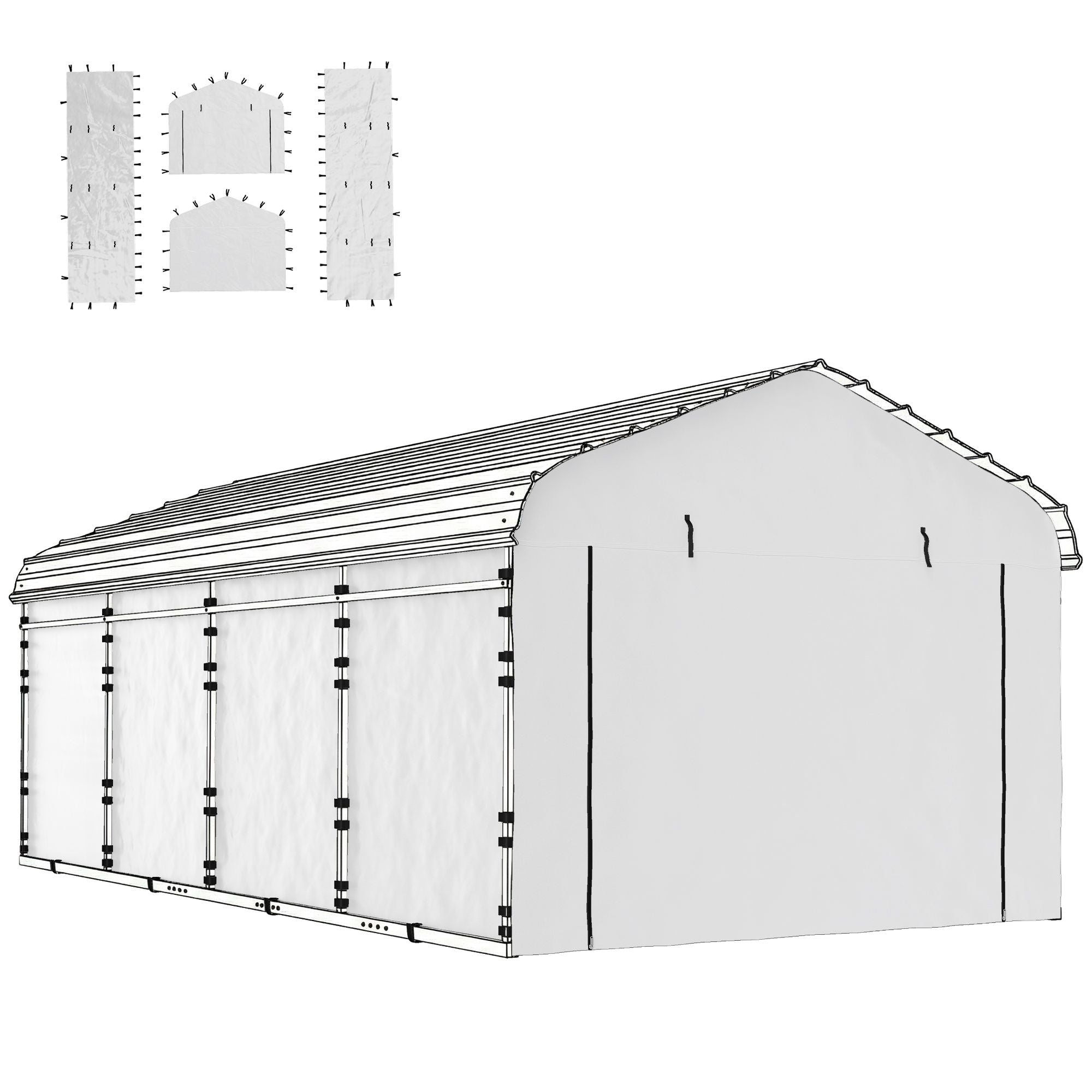 Carport Replacement Sidewall Set - UPF50+ water-ready for Carports