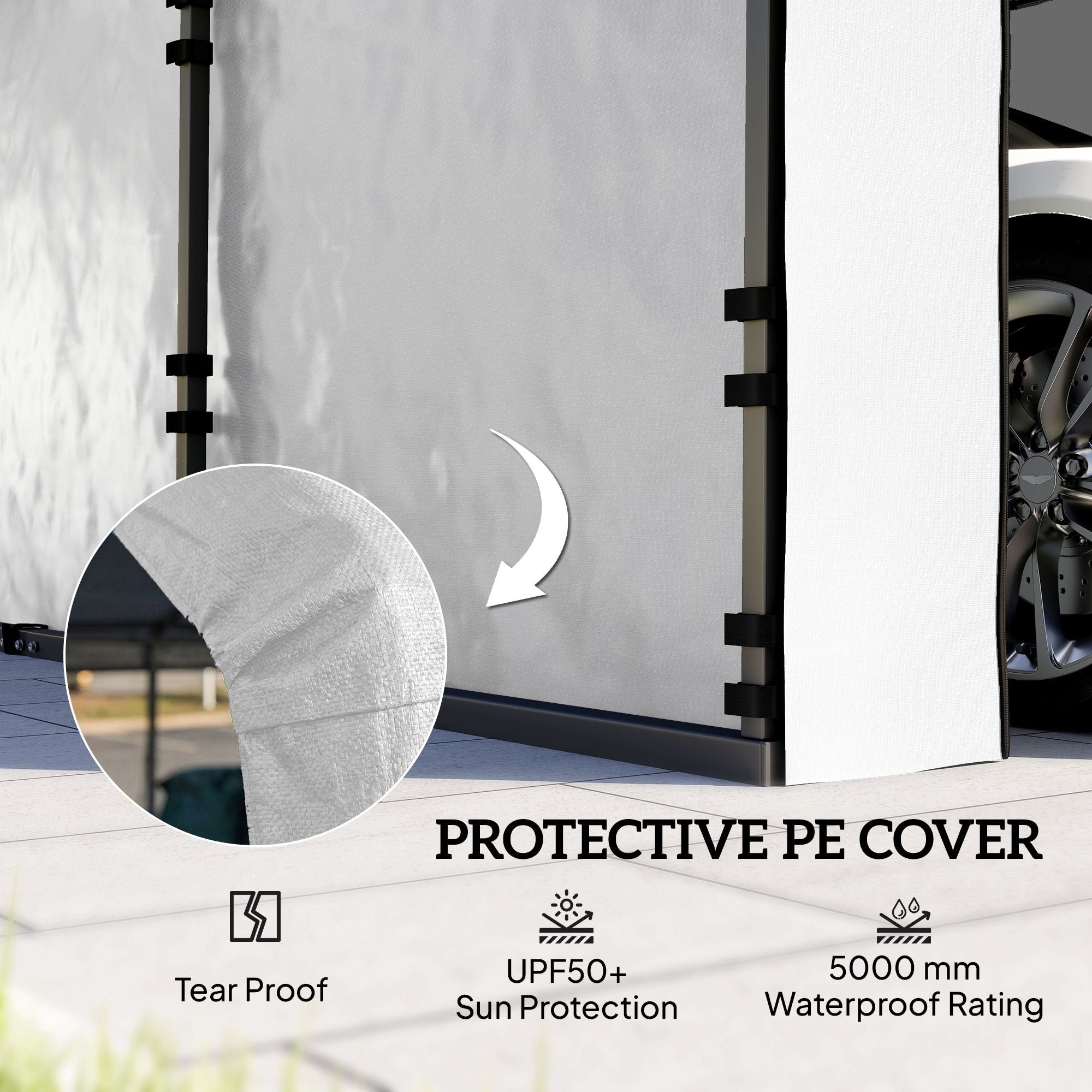 Carport Replacement Sidewall Set - UPF50+ water-ready for Carports