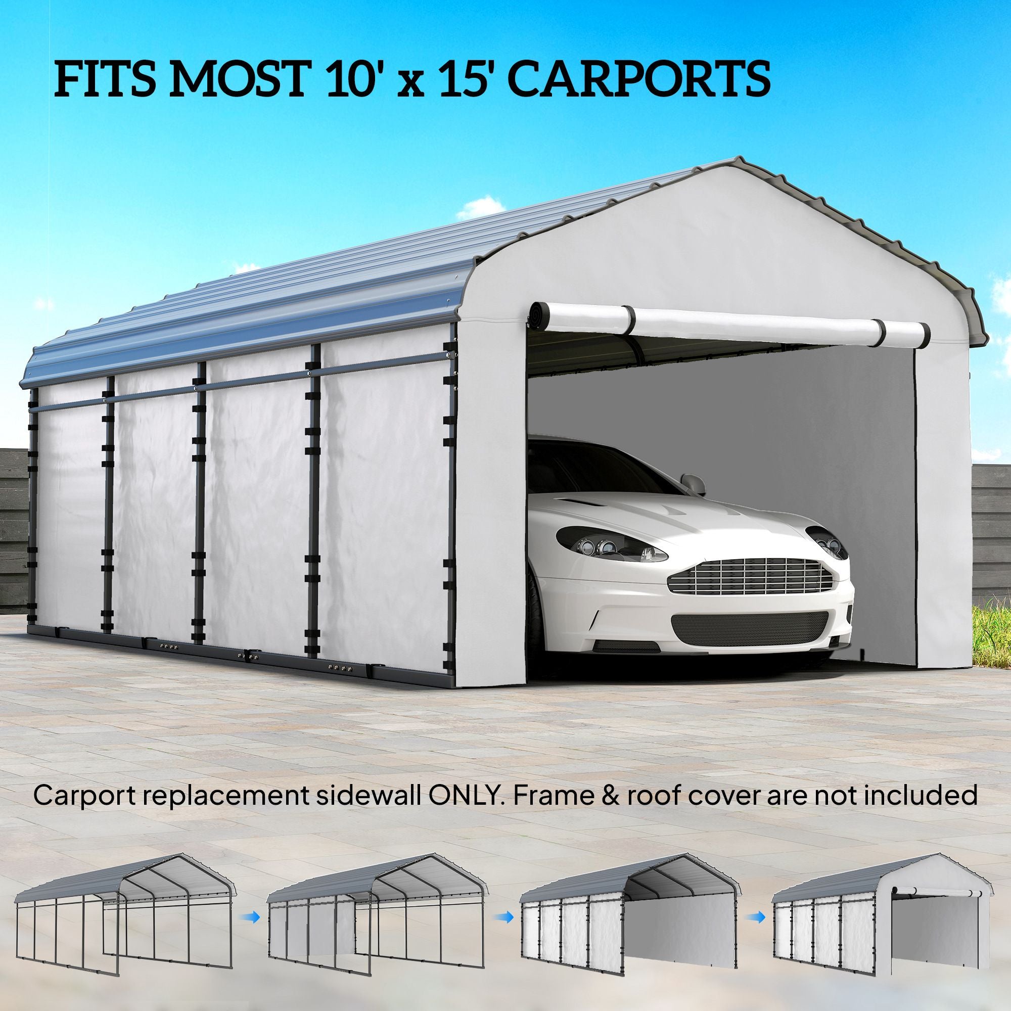 Carport Replacement Sidewall Set - UPF50+ water-ready for Carports