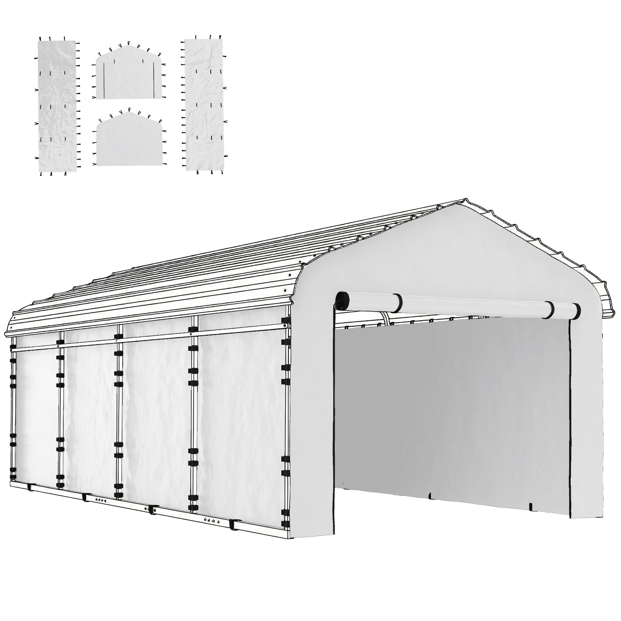 Carport Replacement Sidewall Set - UPF50+ water-ready for Carports