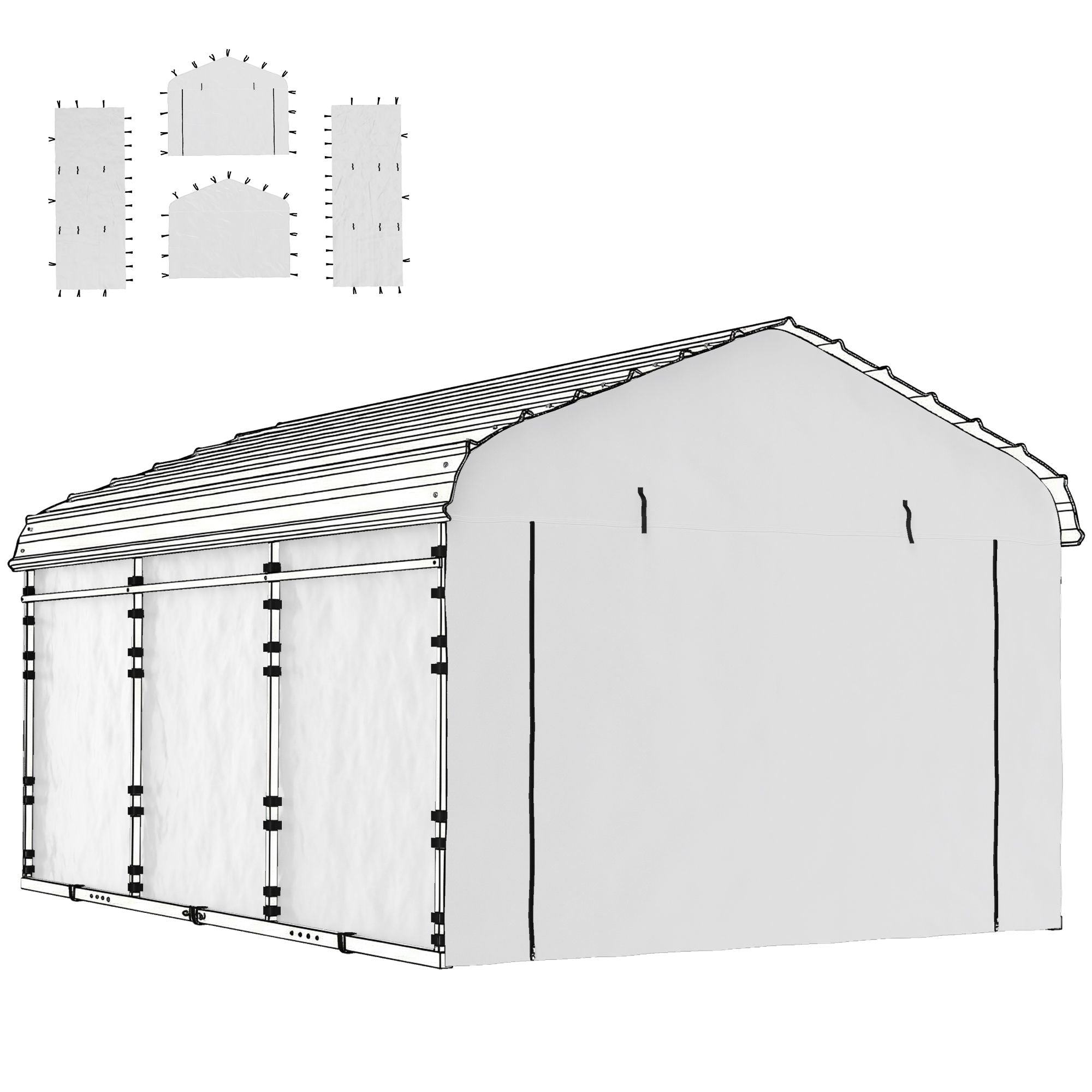 Carport Replacement Sidewall Set for Carports - water-ready & UPF50+