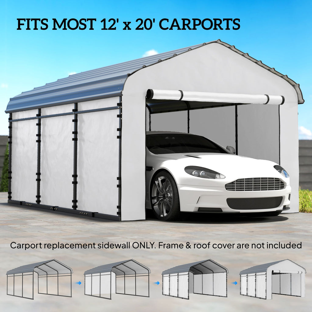Carport Replacement Sidewall Set for Carports - water-ready & UPF50+
