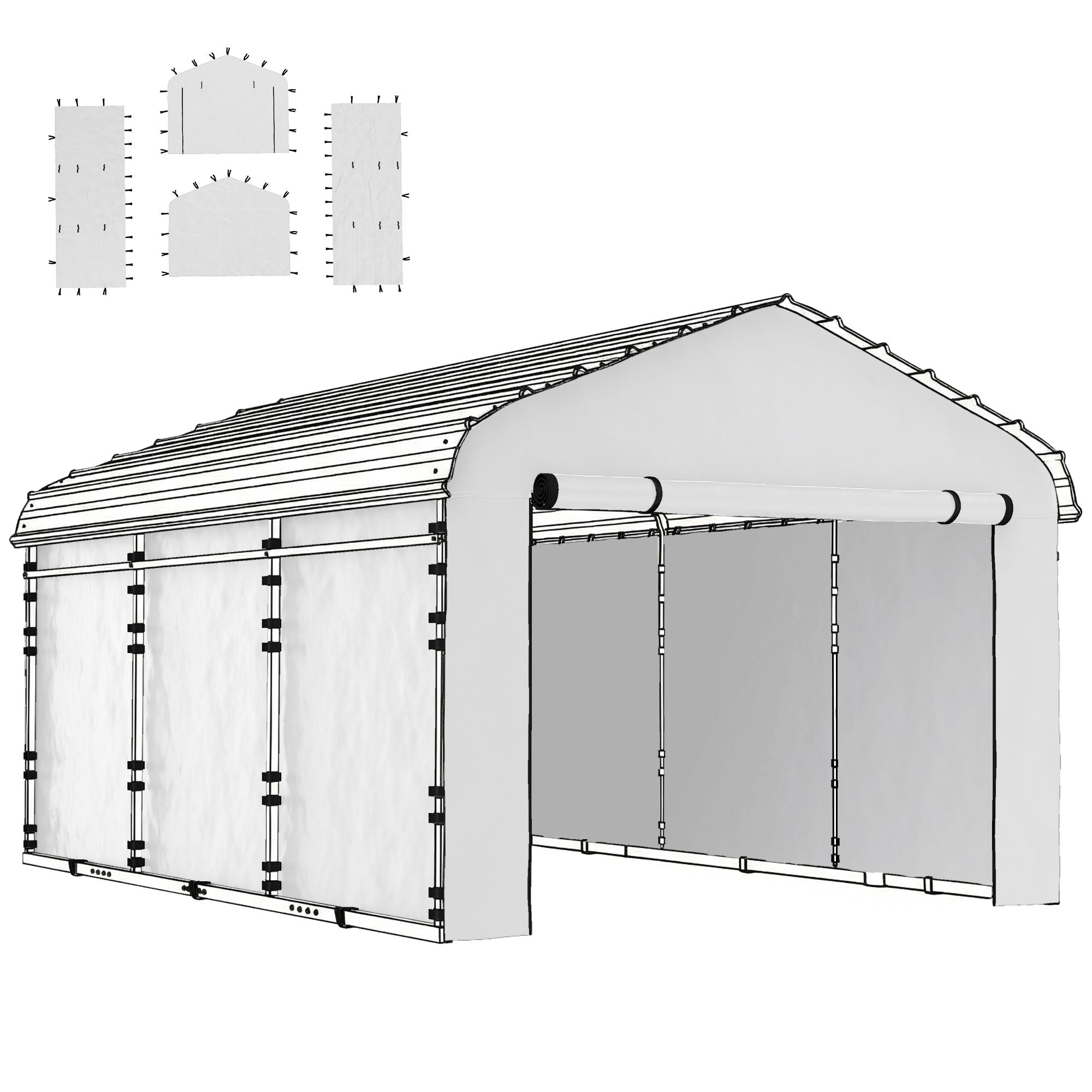 Carport Replacement Sidewall Set for Carports - water-ready & UPF50+