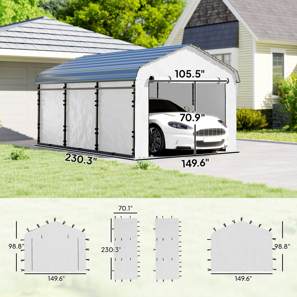 Carport Replacement Sidewall Set for Carports - water-ready & UPF50+